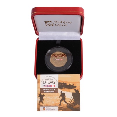 Lot 311 - Pobjoy Mint - 2019 Proof 22ct Gold 50p Coin.
