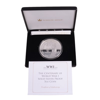 Lot 279 - Centenary of WW1 Solid Silver Proof 5oz Coin.