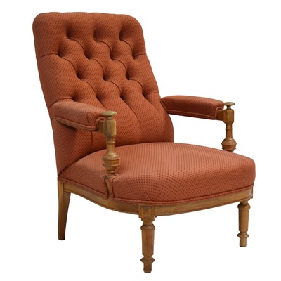 Lot 544 - Victorian upholstered mahogany-framed armchair