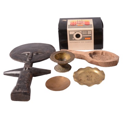 Lot 135 - Small collection of miscellany, including tribal figure, and cameras