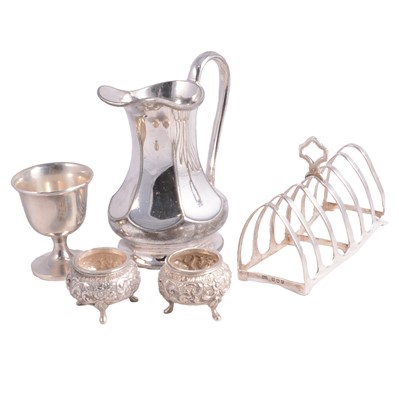 Lot 354 - Scottish silver toast rack, Hamilton & Inches, Edinburgh 1932, and other items.
