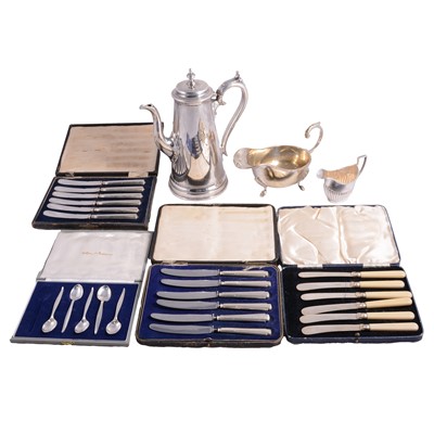 Lot 229 - Five silver coffee spoons, silver plated wares