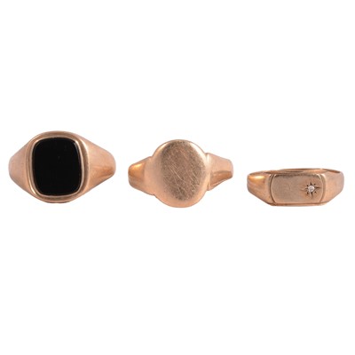 Lot 1135 - Three gold signet rings.