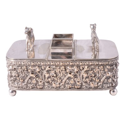 Lot 378 - Edwardian silver plated cigar/ smokers box