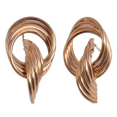 Lot 449 - A pair of 9 carat yellow gold earrings.