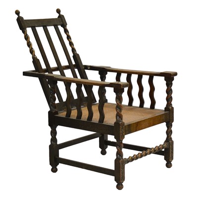 Lot 506 - Late 19th century adjustable oak framed armchair