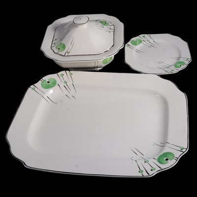 Lot 75 - Part dinner service, with green and black pattern by Adams