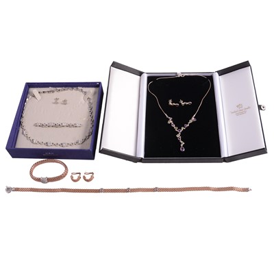Lot 1240 - Four suites of silver / white metal jewellery, and other jewellery.