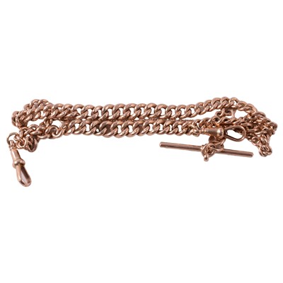 Lot 489 - A 9 carat rose gold Albert watch chain converted to a bracelet.