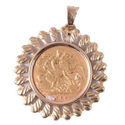 Lot 209 - A Gold Half Sovereign Coin pendant.