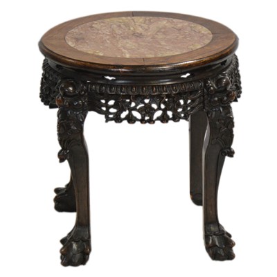 Lot 493 - Chinese carved hardwood stand