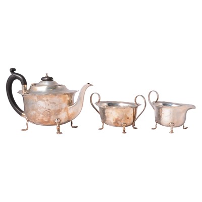 Lot 332 - Silver three piece tea set