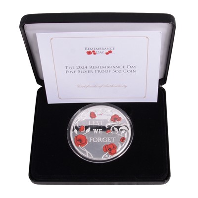 Lot 238 - Jubilee Mint - The 2024 Remembrance Day Fine Silver Proof 5oz Coin.