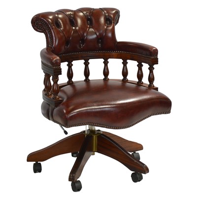 Lot 545 - Leather Captain's office chair, late 20th century