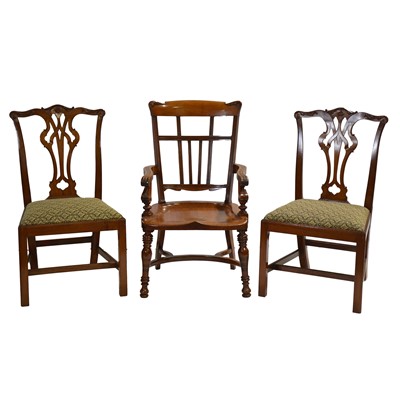 Lot 490 - Set of nine George III style mahogany dining chairs, and an associated carver