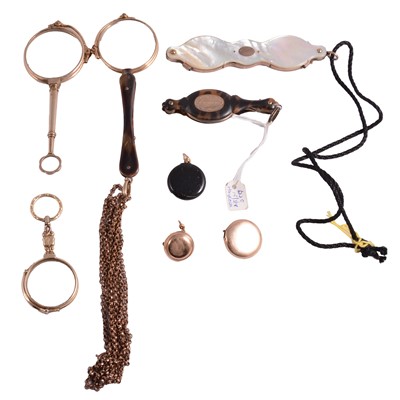 Lot 292 - Four pairs of lorgnette, three retracting chains