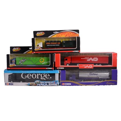 Lot 214 - Three boxes of die-cast haulage vehicles, mostly Corgi Super Haulers series