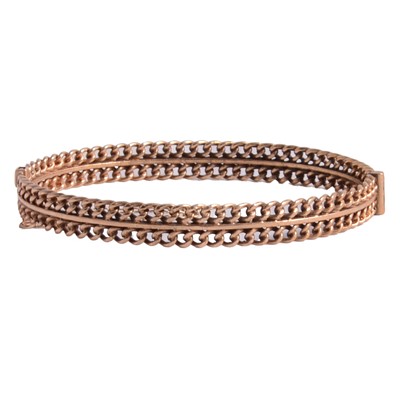 Lot 264 - A 9 carat yellow gold half hinged bangle.