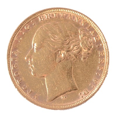 Lot 204 - A Gold Full Sovereign Coin, Victoria Young Head 1879.