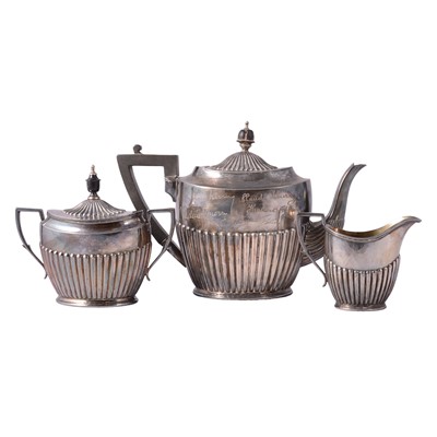 Lot 120 - French three-piece silver-plated tea service, circa 1933