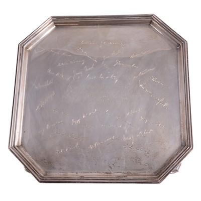 Lot 352 - WW2 interest - Silver presentation salver, Adie Brothers Ltd, Birmingham 1935