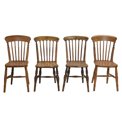 Lot 520 - Two pairs of elm and beech kitchen chairs