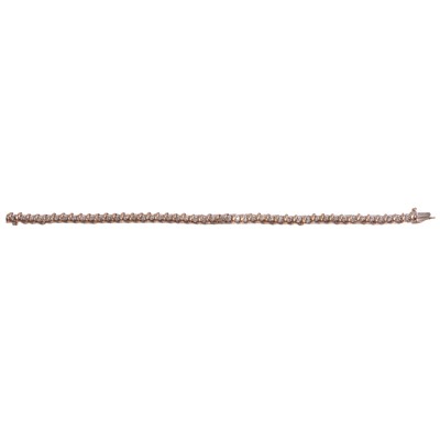 Lot 281 - A 9 carat yellow and white gold diamond set line bracelet.