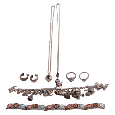 Lot 1252 - A collection of silver and white metal jewellery.