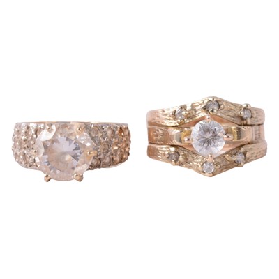 Lot 136 - Two white stone (not diamond) dress rings.
