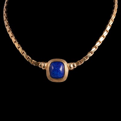 Lot 1192 - Christian Dior – a faux lapis lazuli gold-plated necklace.