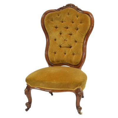 Lot 414 - Victorian walnut nursing chair