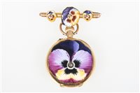 Lot 220 - A lady's open face enamel fob watch, the 20mm...