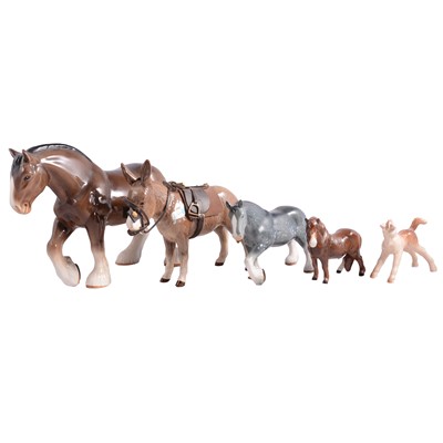 Lot 19 - Sylvac, a collection of horse, foal, and doney figurines