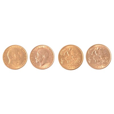 Lot 316 - Two Gold Half Sovereign Coins, Edward VII 1909; George V 1915.