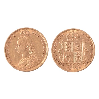 Lot 315 - A Gold Half Sovereign Coin, Victoria Jubilee Head Back 1892.