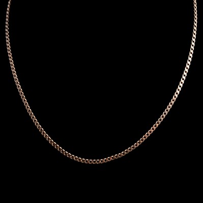 Lot 341 - A 9 carat yellow gold flat curb link chain necklace.