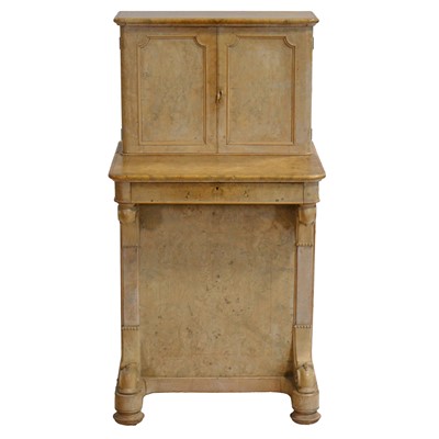 Lot 469 - Victorian burr walnut and inlaid cabinet top davenport