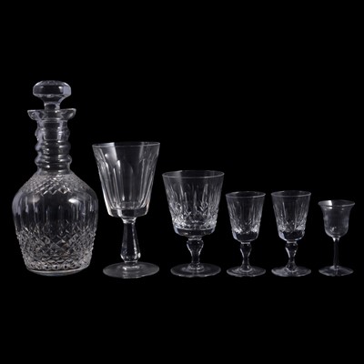 Lot 57 - Two boxes of assorted crystal stemware, including two decanters and a water jug