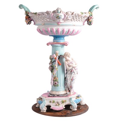 Lot 31 - Large Continental porcelain figural comport, late 19th century