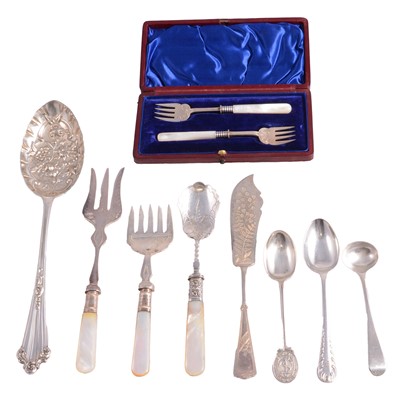Lot 333 - Collection of silver flatware and silver-plated cutlery.