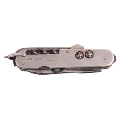 Lot 343 - A Barrett silver mounted pocket knife/multi tool