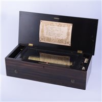 Lot 97 - Swiss musical box, playing eight airs, printed...