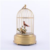 Lot 98 - Gilt metal singing birds automaton, 1970s,...