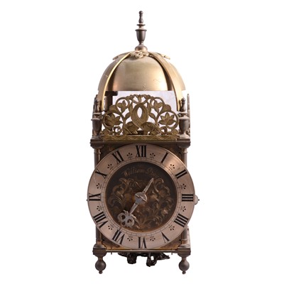 Lot 115 - Replica brass lantern clock, signed William Gray, London