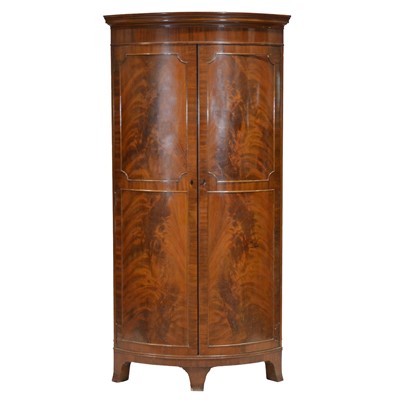 Lot 372 - Reproduction mahogany cylinder front corner hall robe