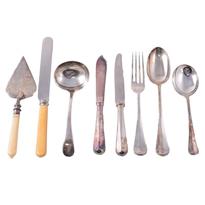 Lot 85 - Canteen of Hanoverian pattern electroplated cutlery, Mappin & Webb.
