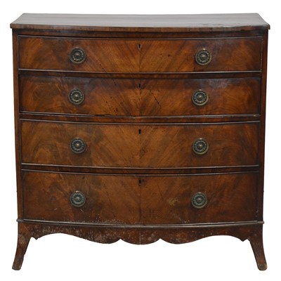 Lot 392 - George III mahogany bow-front chest of drawers