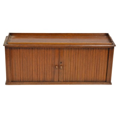 Lot 427 - Edwardian oak tambour-front desk top cabinet