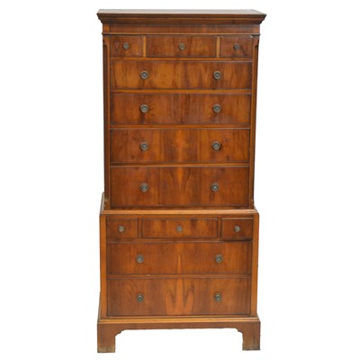 Lot 440 - Reproduction yew wood chest on chest of small proportions