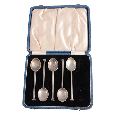 Lot 336 - Two silver spoons, napkin ring and plated coffee spoons